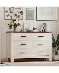 gaomon 6 Drawer Dresser for Bedroom, 47" Wide Chest of Drawers with Large Capacity Drawers and Sturdy Thickened Legs