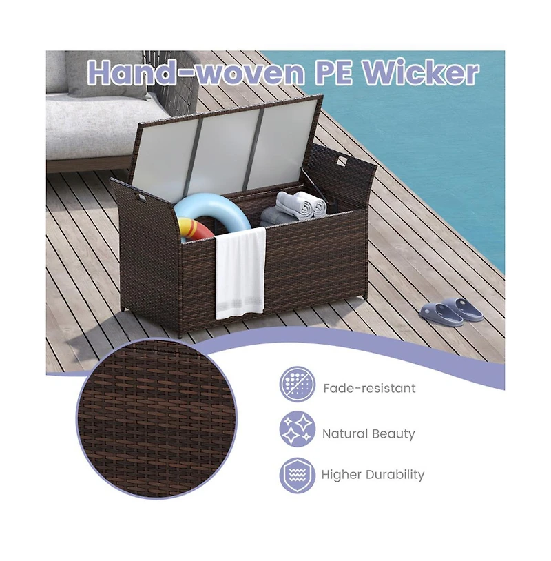 Boyel Living Outdoor Bench with Hand-woven Pe Rattan Wicker and Side Handles