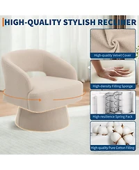 gaomon Modern 360degree(s) Swivel Barrel Accent Chair, Soft Fuzzy Round Lounge with Hollow Back and Stable Cone Base for Living Room Bedroom Office