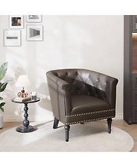 gaomon Modern Barrel Accent Chair, Tufted Back with Nailhead Trim, Upholstered Comfort Lounge for Living Room, Bedroom, Patio and Office