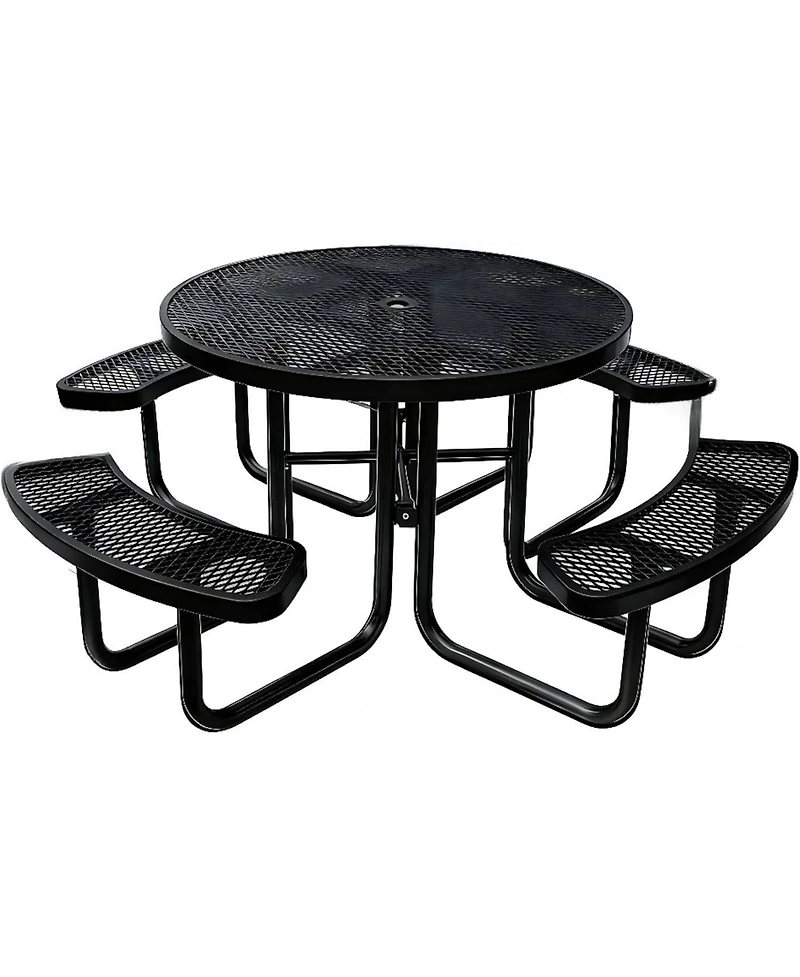 gaomon Heavy Duty 46" Round Patio Picnic Tables for Outdoors with Umbrella Hole