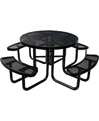 gaomon Heavy Duty 46" Round Patio Picnic Tables for Outdoors with Umbrella Hole