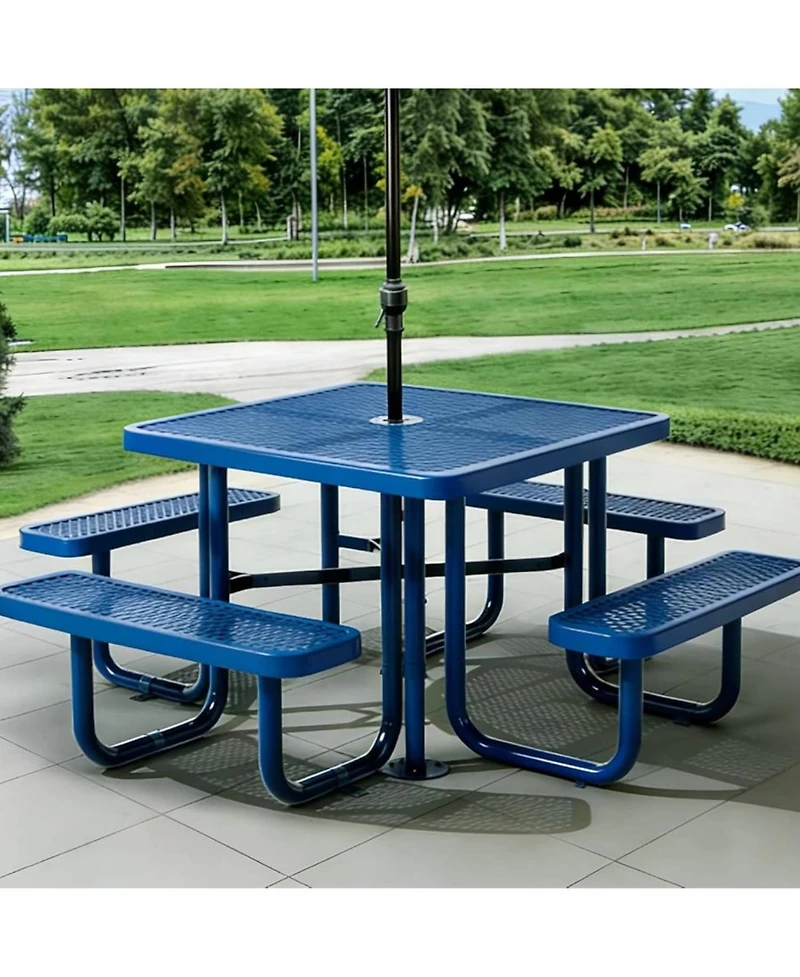 gaomon Heavy Duty 46" Square Patio Picnic Tables for Outdoors with Umbrella Hole