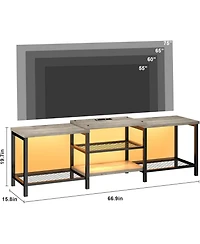 gaomon Tv Stand with Led, Entertainment Center Power Outlets, Large Media Console for TVs,