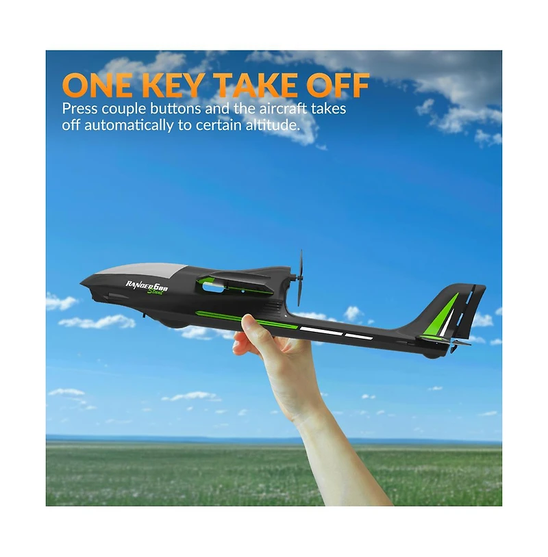 Bruce & Shark 4CH 2.4GHz Rc Glider Plane with Gyro & 3 Flight Modes, Rtf for Beginners & Pros