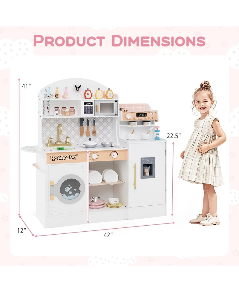 Mecale Kids Kitchen Set Wooden With Coffee Makers And Accessories