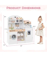 Mecale Kids Kitchen Set Wooden With Coffee Makers And Accessories