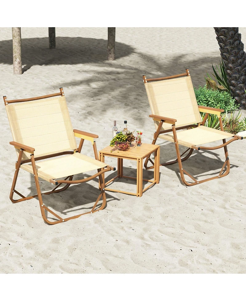 Sugift Folding Camp Chair Set of 2 with Aluminum Frame and Padded Armrests