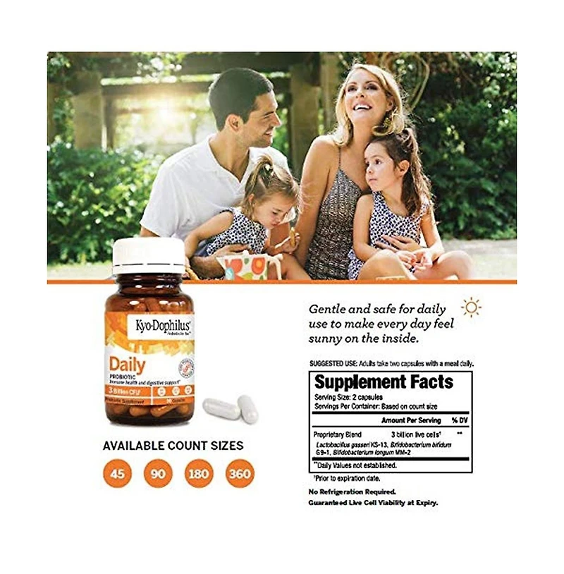 Kyolic Kyo-Dophilus Daily Probiotic, Immune health and digestive support, 180 Capsules