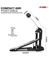 5 Core Bass Drum Pedal Mount Adjustable Felt Beater Head Single Chain Heavyduty Kick Drum Foot Pedal
