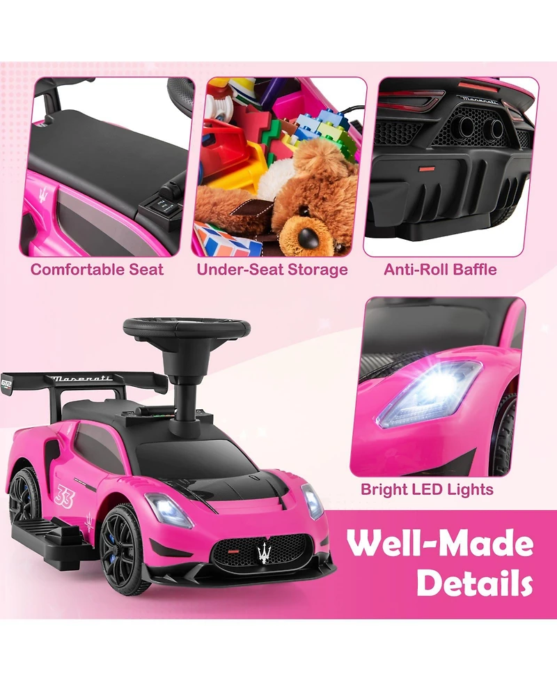 Mecale 6V Electric Maserati Licensed Push Car with Foot Pedal and Music