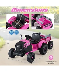 Mecale 24V Kids Ride-On Tractor with Trailer and Remote Control, Age 3-8