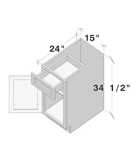 Boyel Living 15inch Standard Base Cabinet, Ready to Assemble Kitchen Cabinet with Solid Wood Frame, Soft-Close Slides and Hinges
