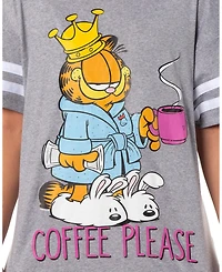 Garfield Women's Comic Coffee Please Nightgown Pajama Shirt Dress For Adults