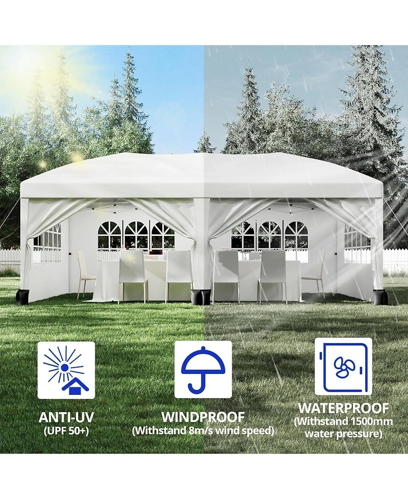 homfan Pop Up Canopy – Heavy Duty Wedding Tent with Removable Sidewalls, 3 Heights, Carry Bag and Sandbags