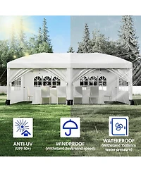 homfan Pop Up Canopy – Heavy Duty Wedding Tent with Removable Sidewalls, 3 Heights, Carry Bag and Sandbags