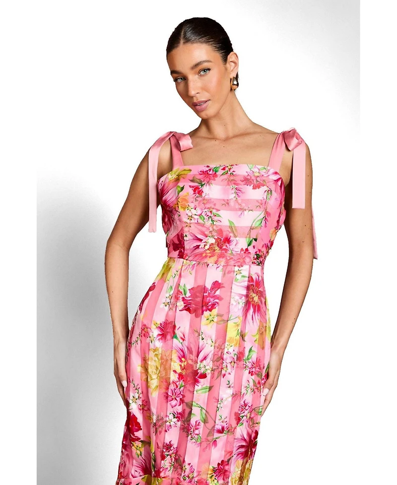 Coast Women's Printed Organza Bow Maxi Dress