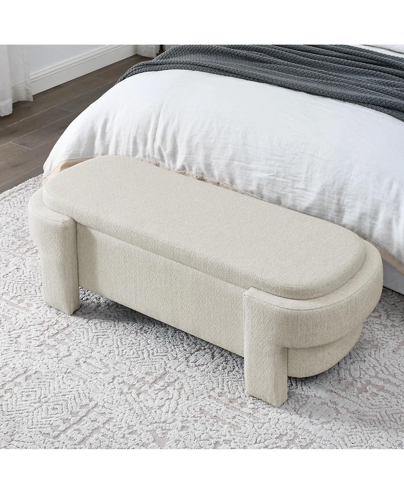 Flynama 51.5" Linen Upholstered Storage Bench
