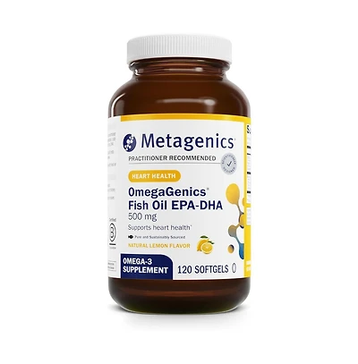 Metagenics OmegaGenics Epa Dha 500 High Potency Fish Oil Supplement for Cardiovascular Health Purity Tested 120 Softgels