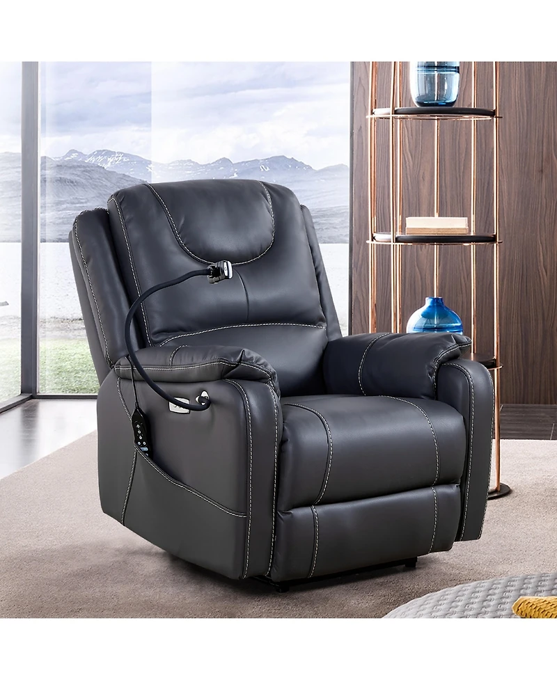 Clihome Power Reclining Sofa with Zero Gravity, Massage & Heat, Usb Ports, Phone Holder & Side Storage
