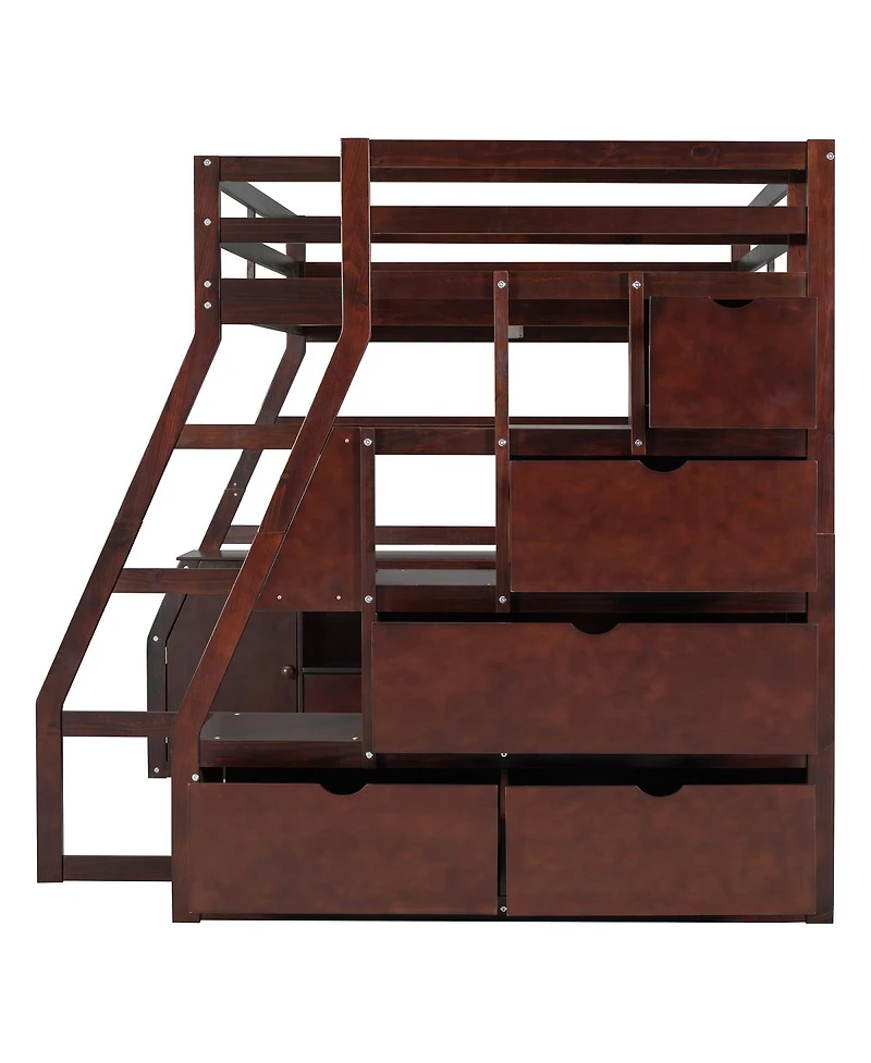 Streamdale Furniture Loft Bed with 7 Drawers 2 Shelves and Desk