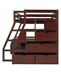 Streamdale Furniture Loft Bed with 7 Drawers 2 Shelves and Desk