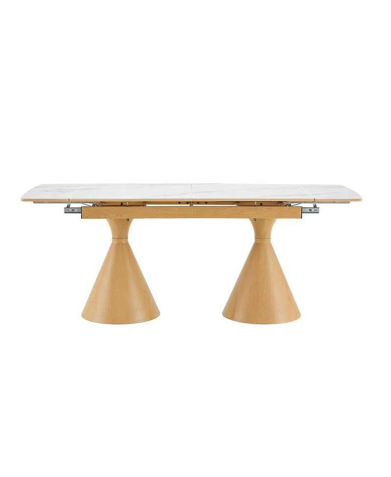Streamdale Furniture Extendable Stone-Top Dining Table with Tapered Metal Legs