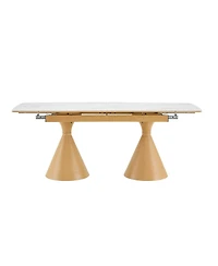 Streamdale Furniture Extendable Stone-Top Dining Table with Tapered Metal Legs