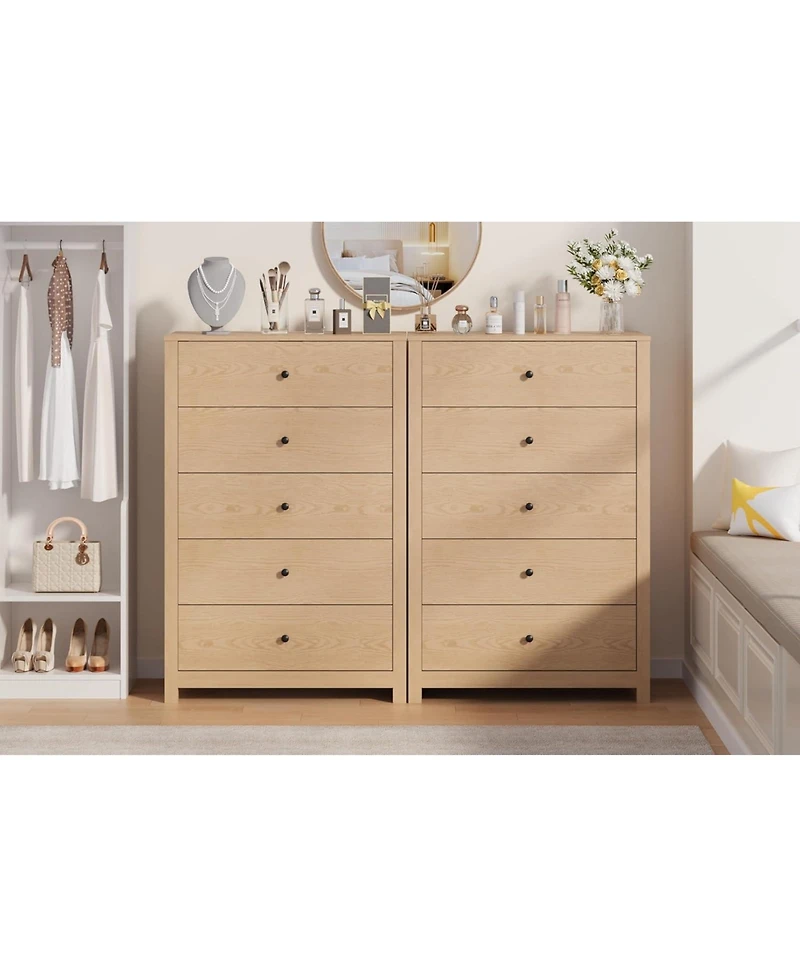 gaomon 5 Drawer Dresser for Bedroom – Modern Simply Chest of Drawers, Wood Storage Dresser with Deep Drawers for Living Room