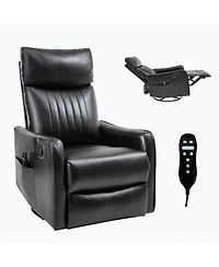 Clihome Faux Leather Heat Massage Manual Recliner Chair with Rocker and Swivel for Living Room