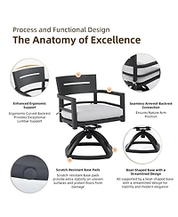 Asagikoiai Modern 5-Piece Aluminum Patio Dining Set with 44" Dining Table and Swivel Chairs