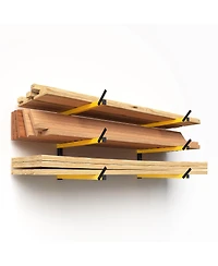 Xdovet Lumber Rack Wall Mounted Metal Folding 3-Level Heavy Duty Garage Organizer Wood Storage Indoor Outdoor 2 Pairs