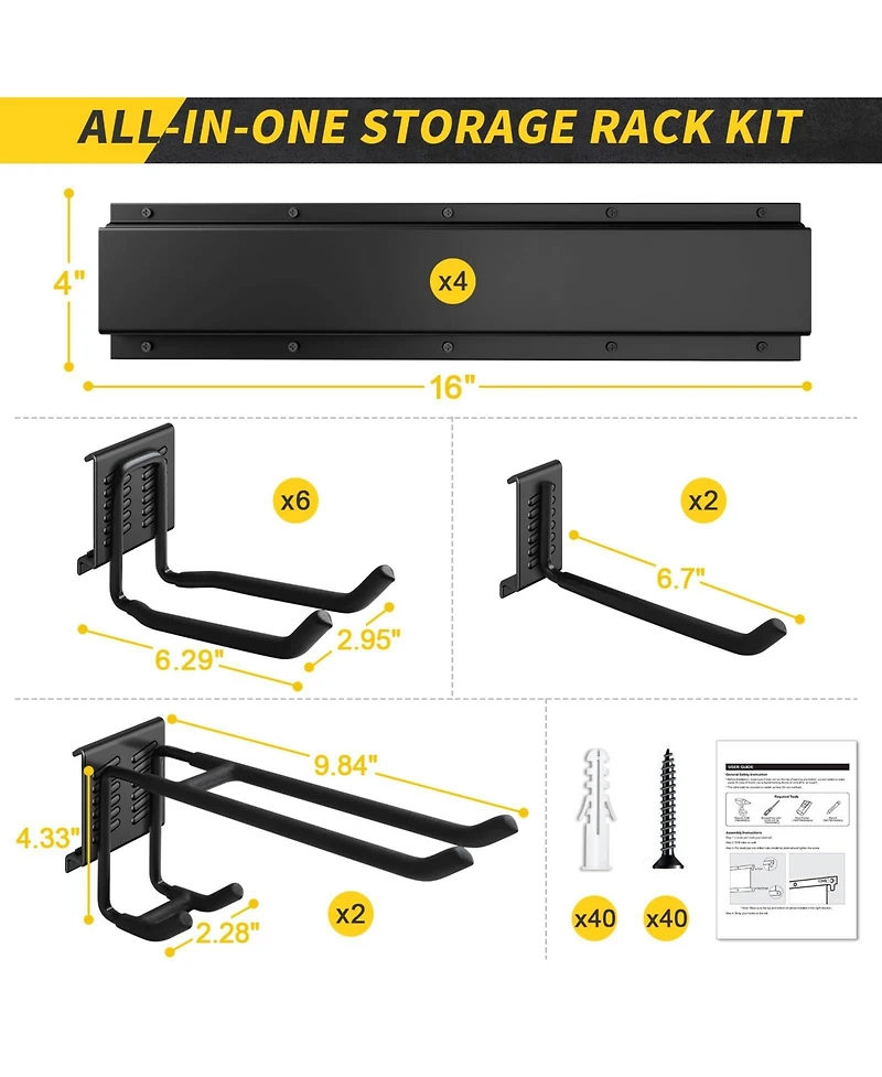 Xdovet Wall Mount Garden Tool Organizer Metal Hooks Rail Rack Holder