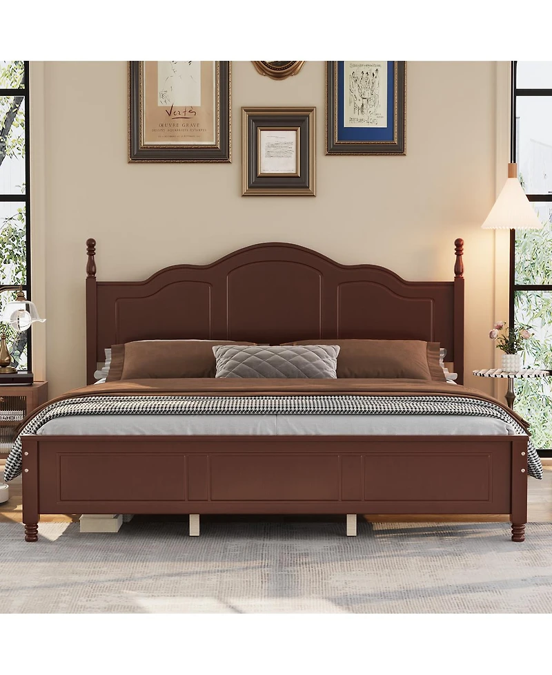 Streamdale Furniture King Size Retro Wave Platform Bed Frame Dark