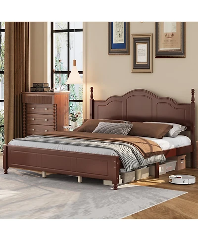 Streamdale Furniture King Size Retro Wave Platform Bed Frame Dark