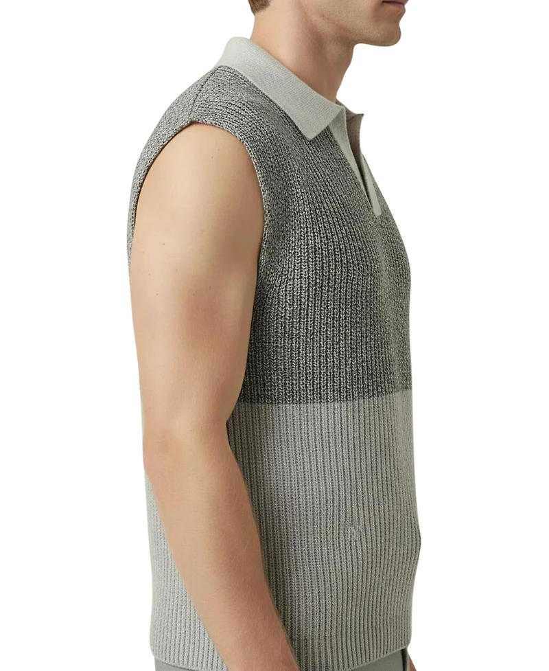 Modenaire Men's Colorblock Polo-Collar Knit Vest