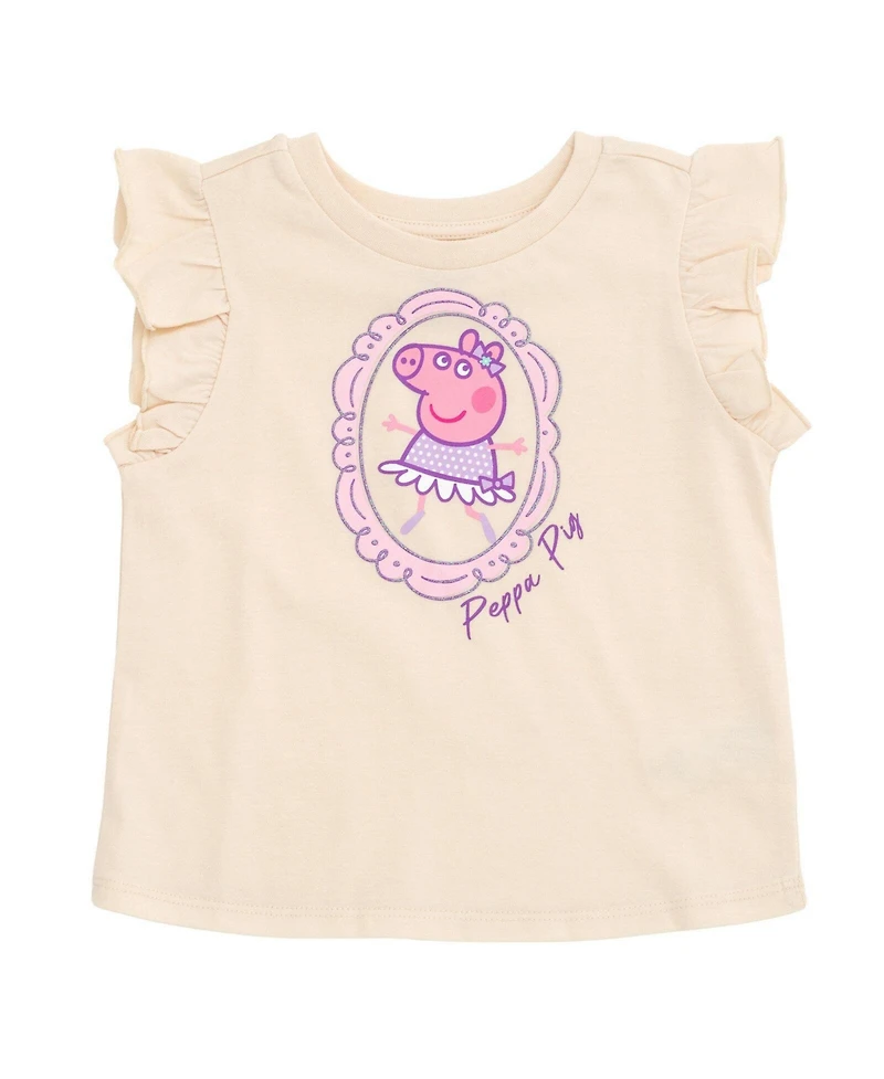 Peppa Pig Girls' 5-12 T-Shirt and Satin Skirt Set with Bag