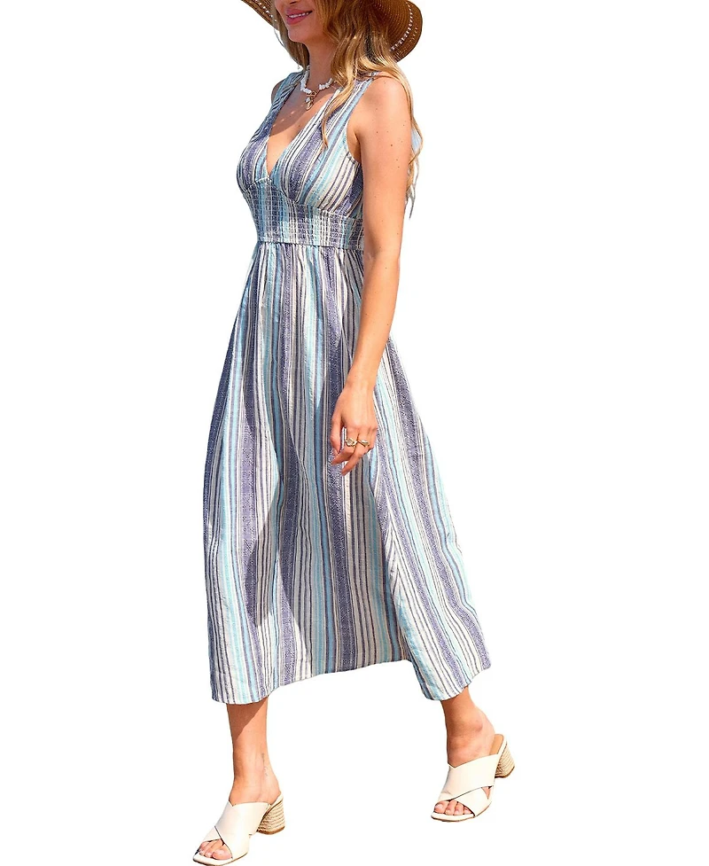 Cupshe Women's Honey Air Striped Maxi Beach Dress
