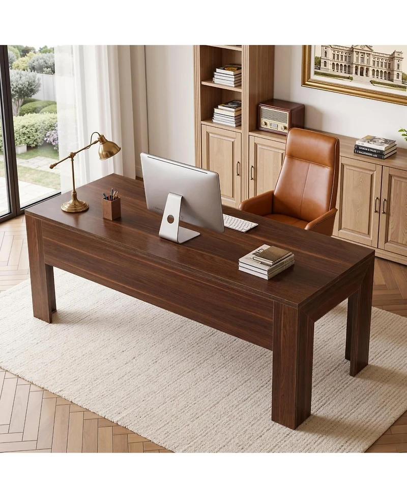 Tribesigns Office Desk, Modern Executive Desk with Large Tabletop, Wooden Computer Desk, Long Workstation for Home Office