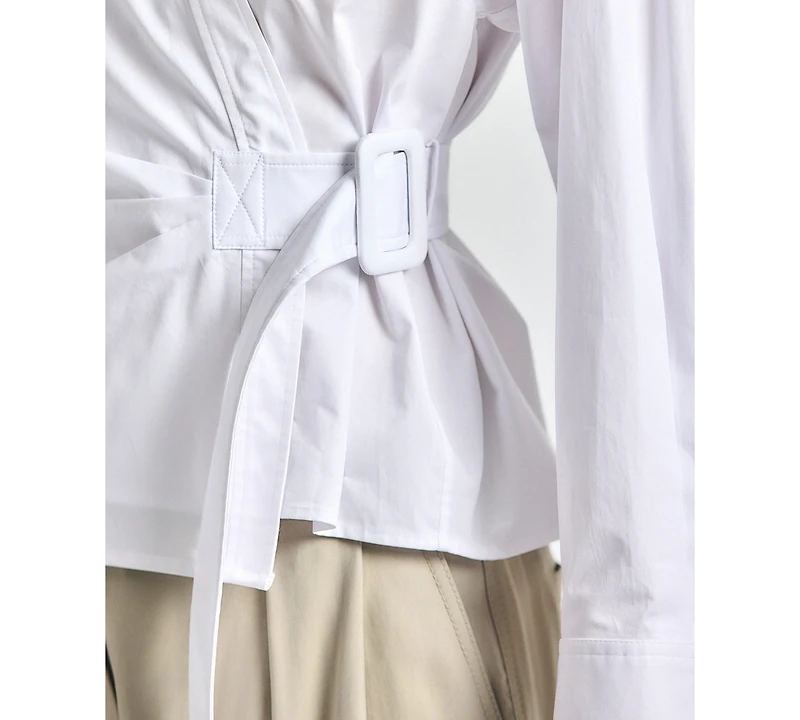 Derek Lam 10 Crosby Women's Gavin Wrap-Front Long-Sleeve Top
