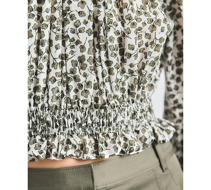 Derek Lam 10 Crosby Women's Charlee Mini Clover Print Gathered Blouse