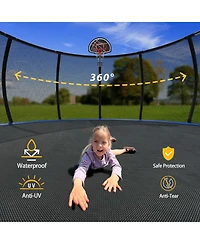 Zeny Outdoor Trampoline for Kids and Adults, Pumpkin Trampolines with Curved Poles,Heavy Duty Trampoline Anti-Rust Coating Astm Approval
