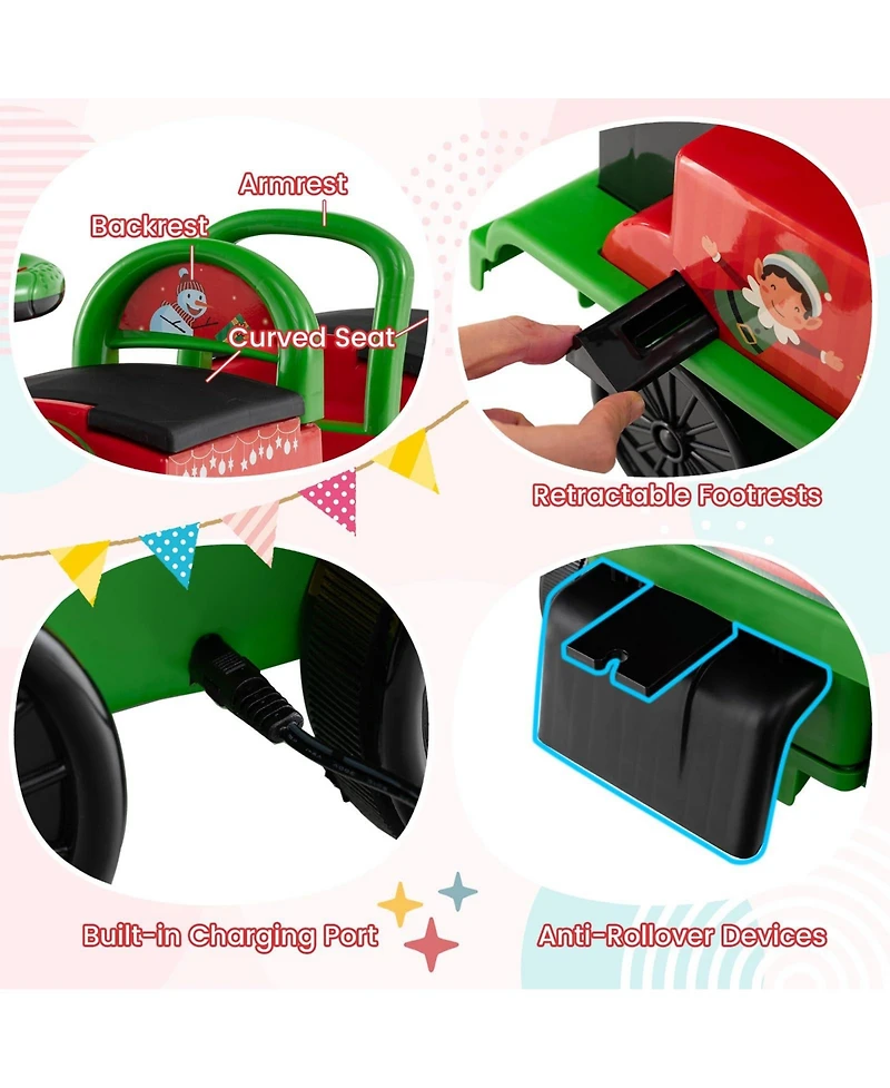 Mecale 6V Ride on Train 2-Seater with Carriage and Flashing Led Lights