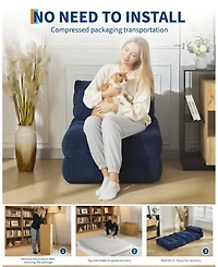 homfan Single Folding Sofa Bed - Sleeper Chair with Floor Lounger and Pillow, Portable Fold Out Couch Bed for Living Room or Ottoman