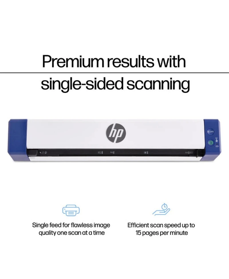 Hp PS100W Portable Wireless Document Scanner Compact Simplex Usb Wi-Fi Rechargeable for Pc