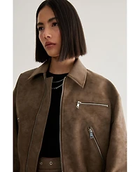 Nasty Gal Women's Faux Leather Bomber Jacket
