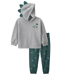 Carter's Toddler Boys' 2T-5T Dinosaur Fleece Long-Sleeve Hooded Sweatshirt and Pants, 2-Piece Set