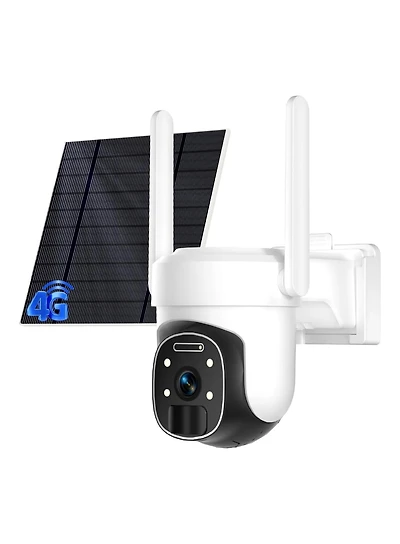 eco4life 4G Lte Cellular Ptz Solar Security Camera, No WiFi Needed, 2K Qhd Color Night Vision, Ai Motion Detection, IP66 Waterproof