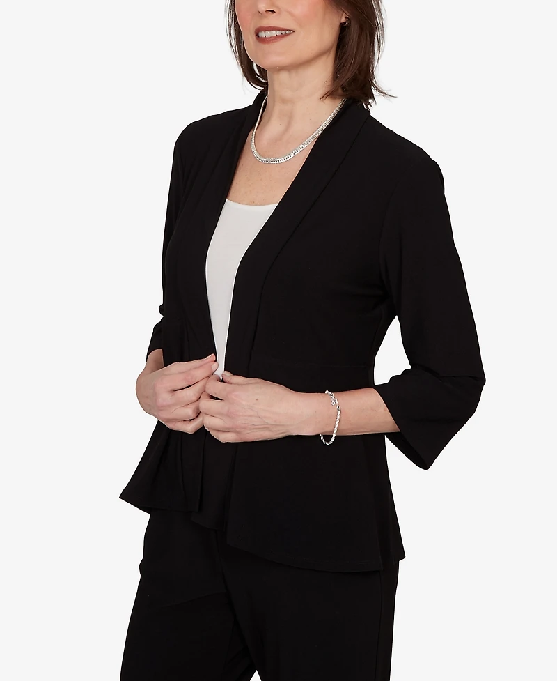 Alfred Dunner Petite Light Open Crepe Cardigan Top