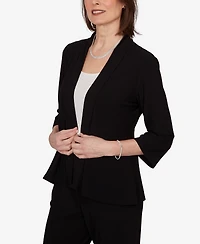 Alfred Dunner Petite Light Open Crepe Cardigan Top